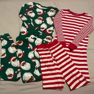 Carter's Kids Holiday Pajama Sets - Green Santa Print & Red Elf Stripes - Size 7